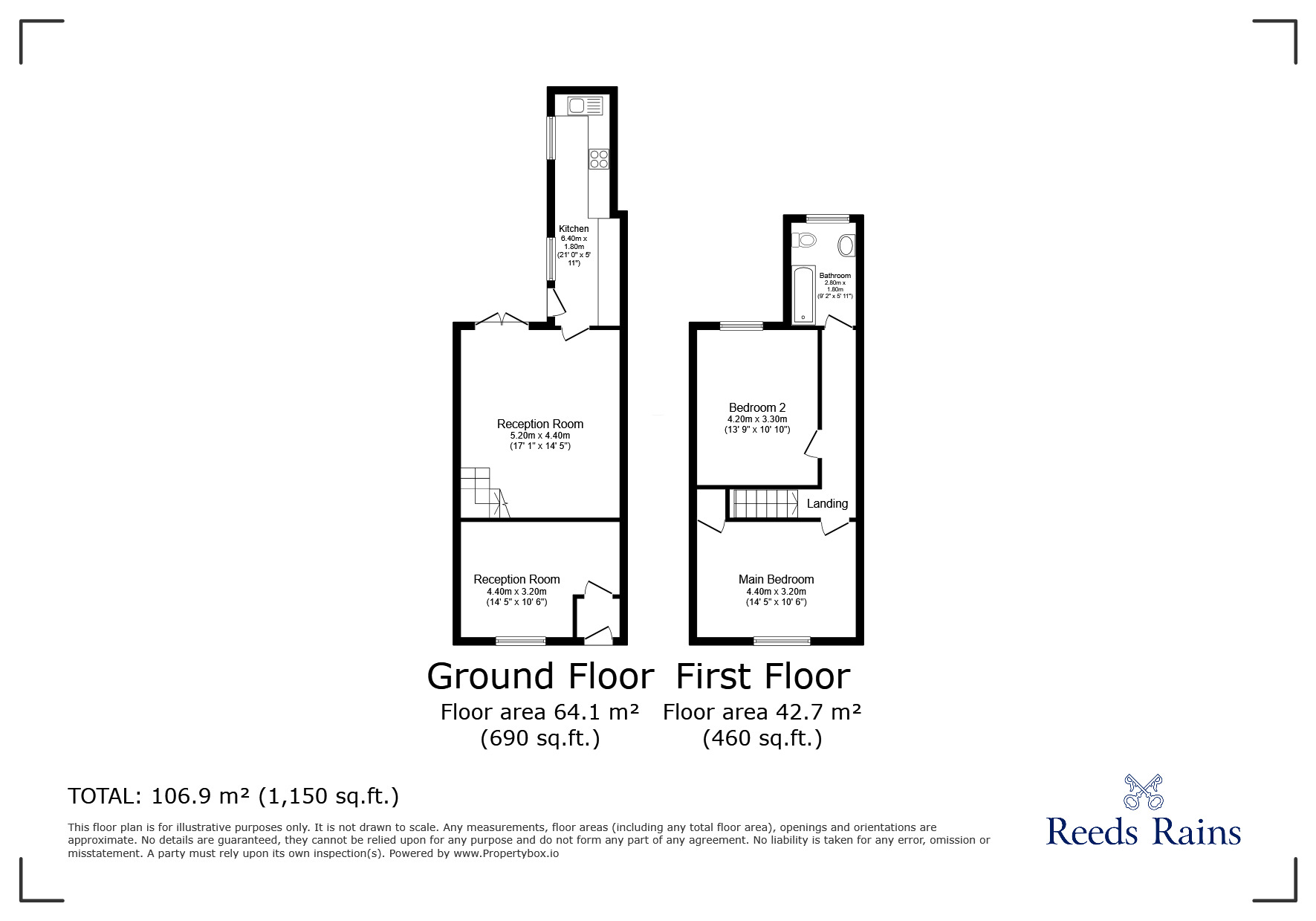 Floorplan of 2 bedroom End Terrace House for sale, Billinge Road, Wigan, Greater Manchester, WN5