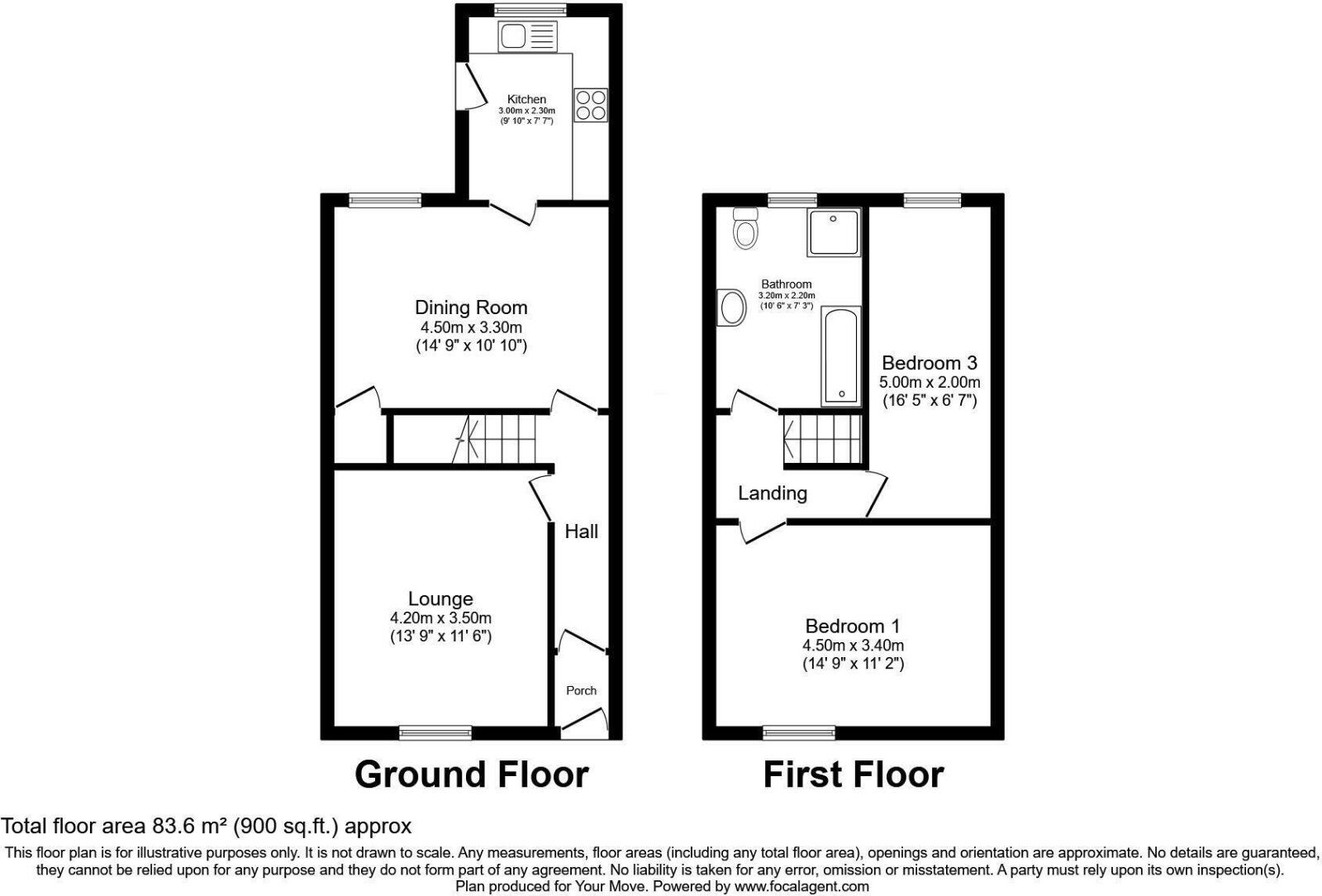 Floorplan of 2 bedroom Mid Terrace House to rent, Downall Green Road, Ashton-in-Makerfield, Greater Manchester, WN4