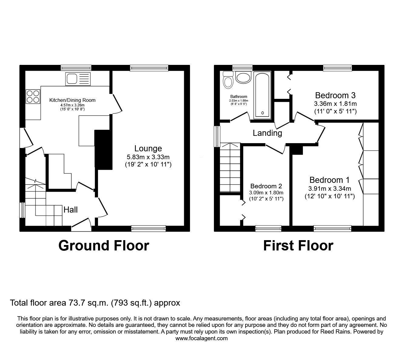 Floorplan of 3 bedroom Semi Detached House for sale, Hampden Place, Wigan, Greater Manchester, WN5