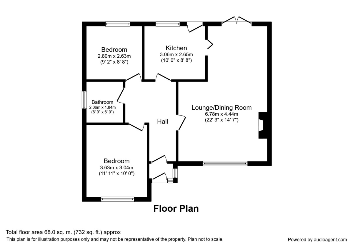 Floorplan of 2 bedroom Semi Detached Bungalow for sale, Mossy Lea Road, Wrightington, Lancashire, WN6