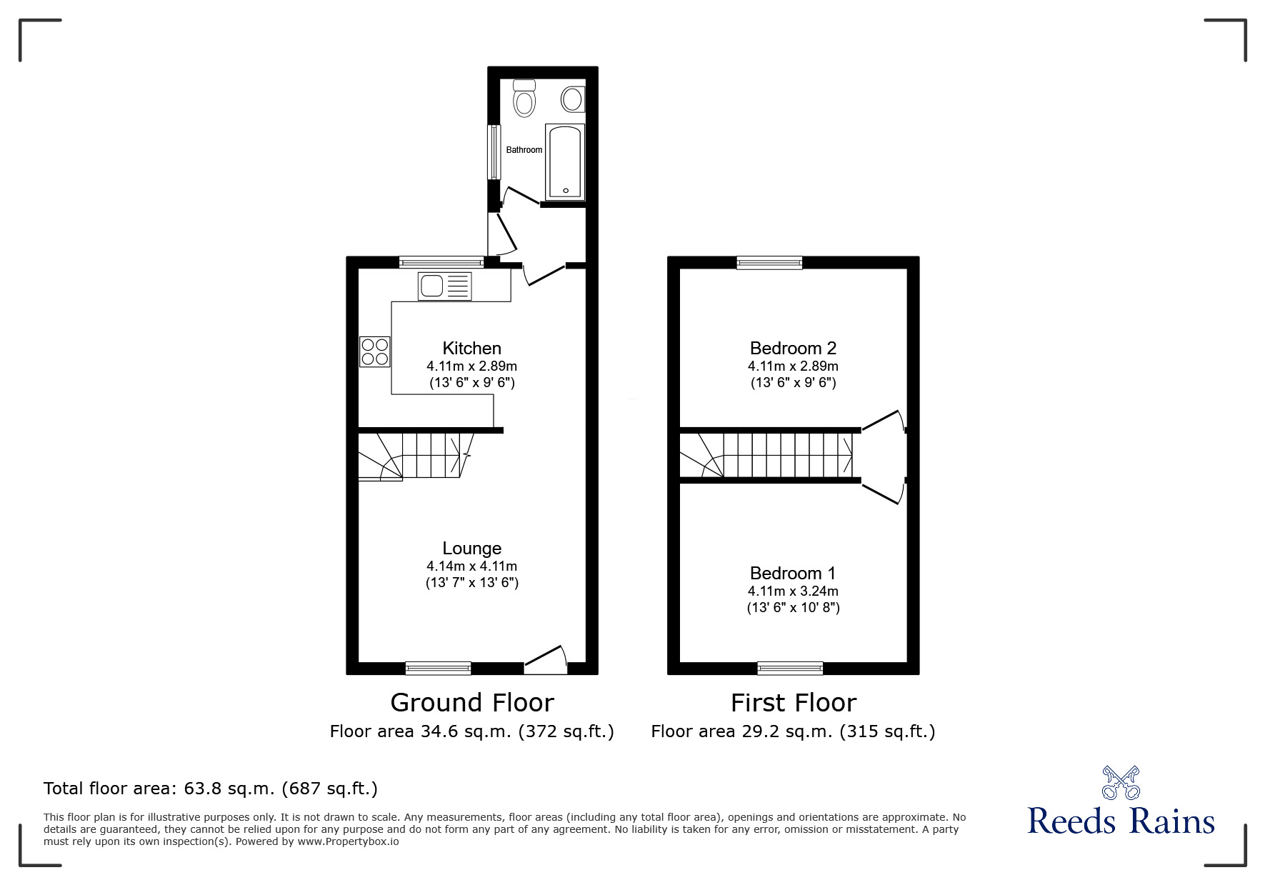 Floorplan of 2 bedroom End Terrace House for sale, Old Pepper Lane, Standish, Greater Manchester, WN6