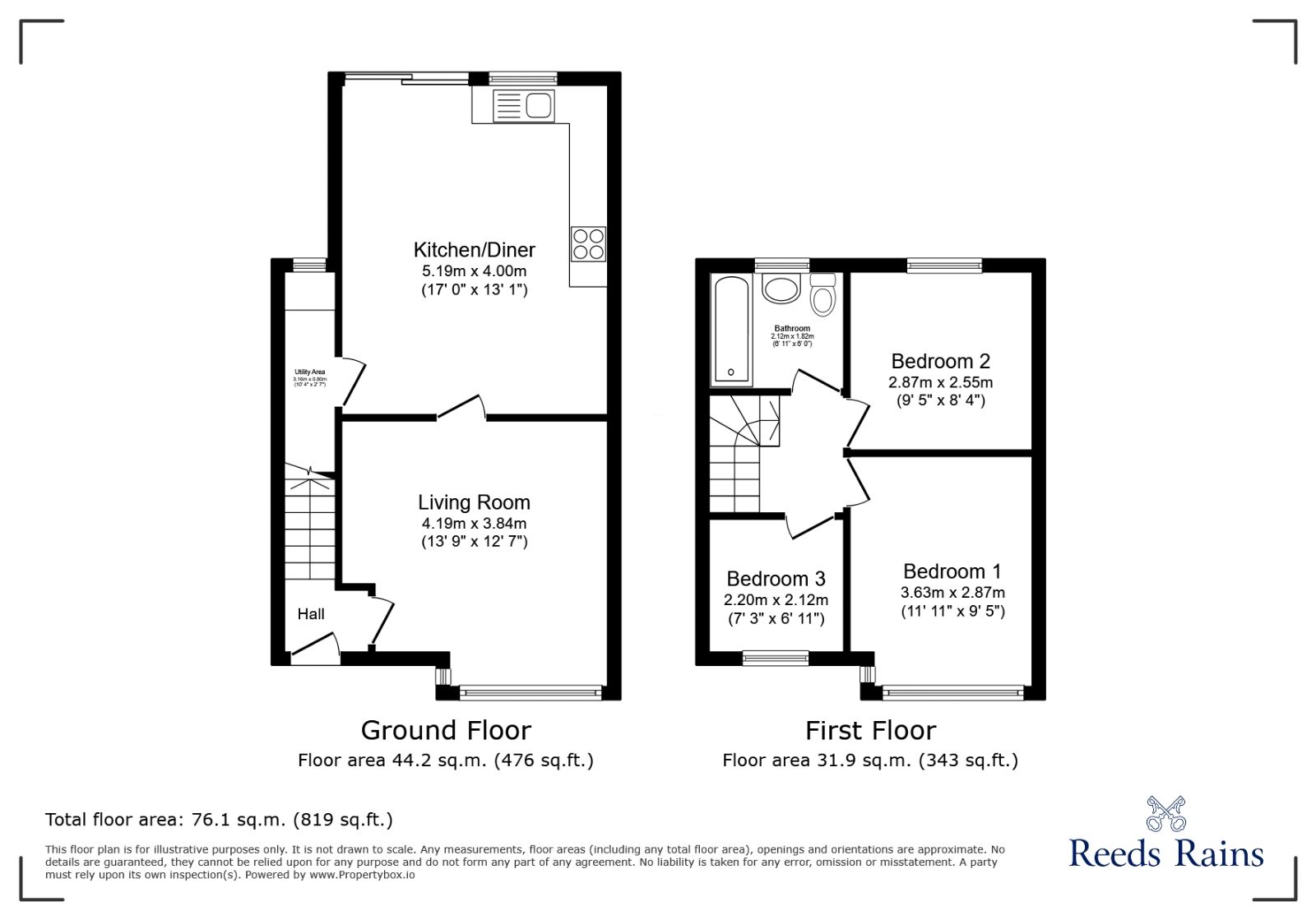 Floorplan of 3 bedroom Mid Terrace House for sale, Woodhouse Lane, Wigan, Greater Manchester, WN6