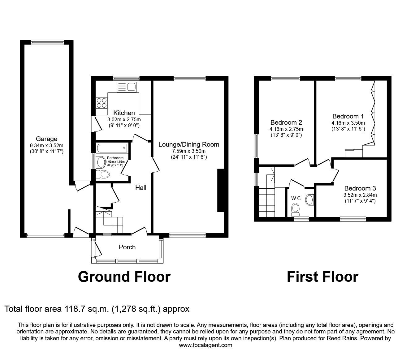 Floorplan of 3 bedroom Semi Detached Bungalow for sale, Sandbrook Road, Orrell, Lancashire, WN5