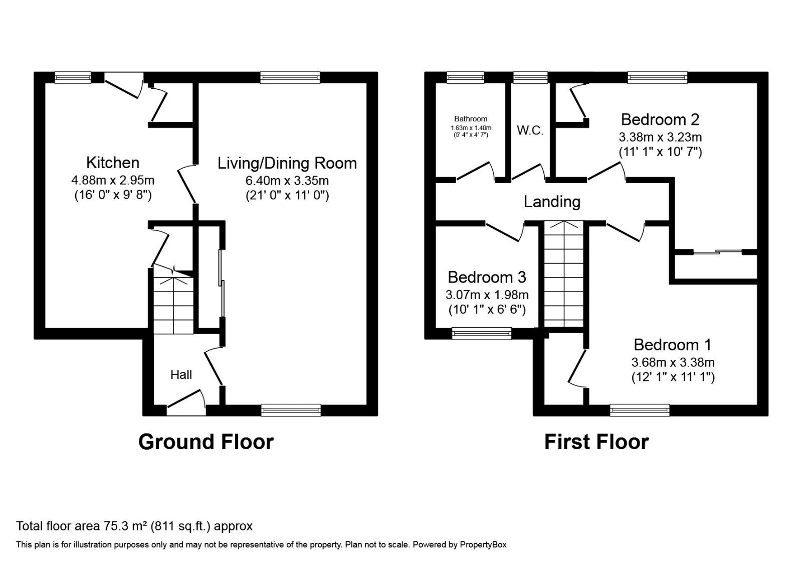 Floorplan of 3 bedroom Mid Terrace House to rent, Dell Avenue, Wigan, Greater Manchester, WN6