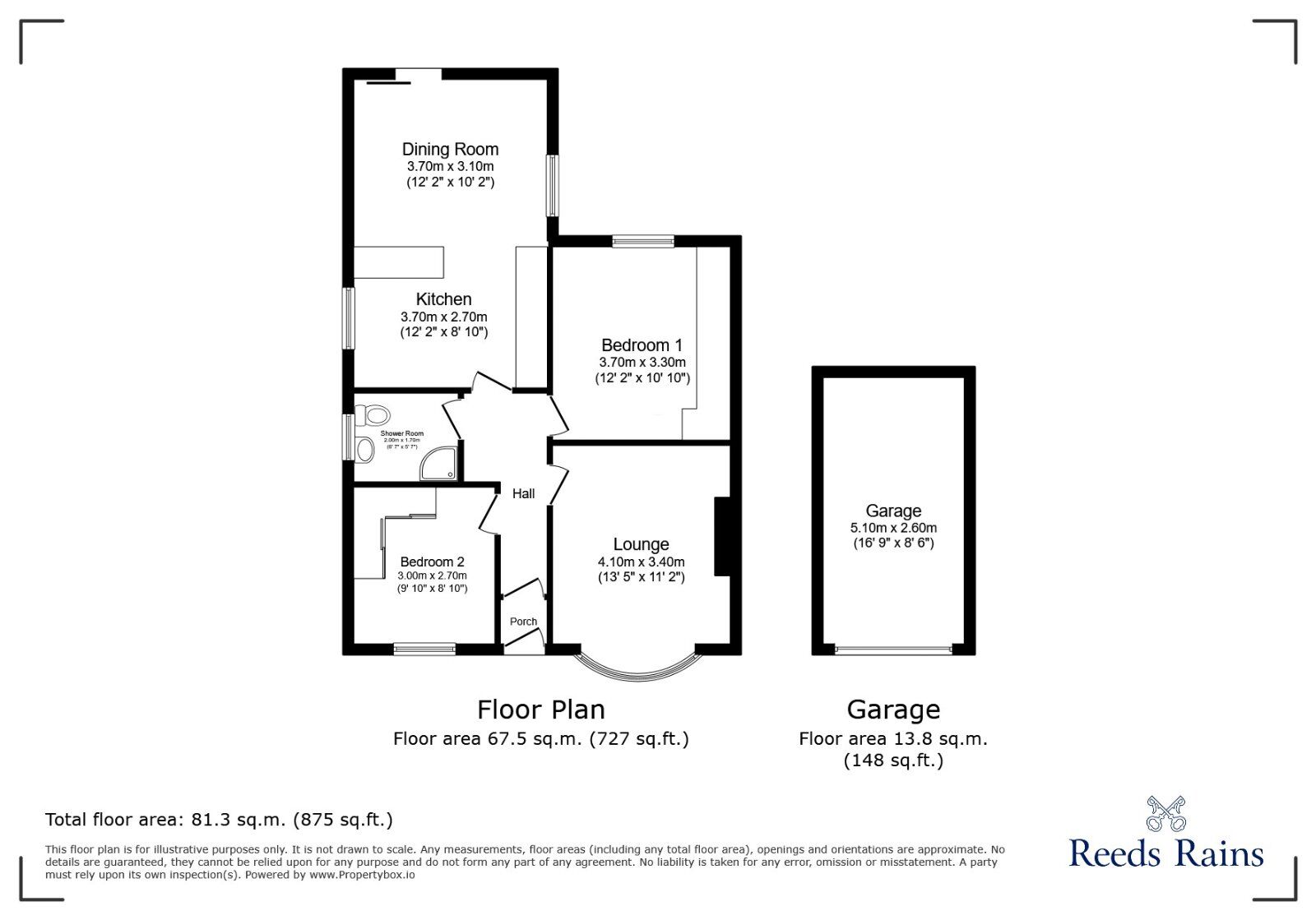 Floorplan of 2 bedroom Semi Detached Bungalow for sale, Kenilworth Drive, Hindley Green, Greater Manchester, WN2