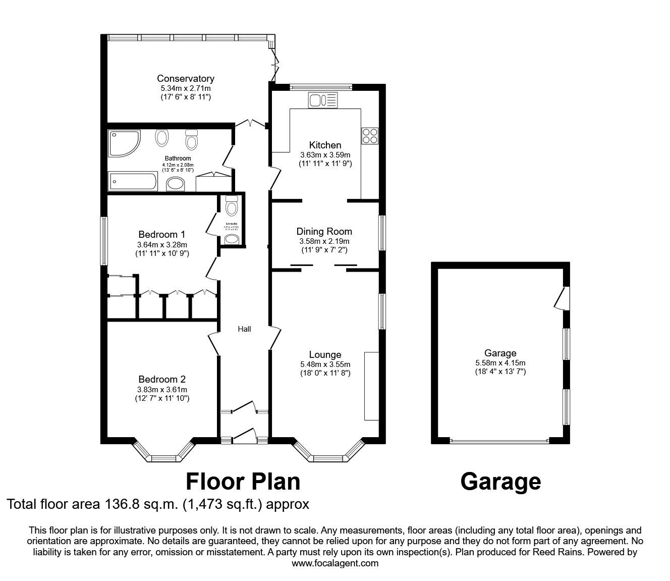 Floorplan of 2 bedroom Detached Bungalow for sale, Shevington Moor, Standish, Greater Manchester, WN6
