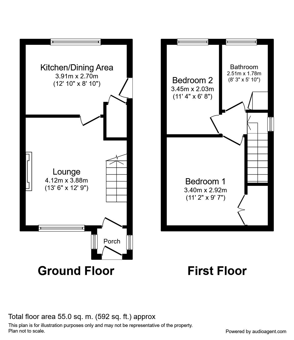 Floorplan of 2 bedroom Semi Detached House to rent, Churchfield, Shevington, Greater Manchester, WN6