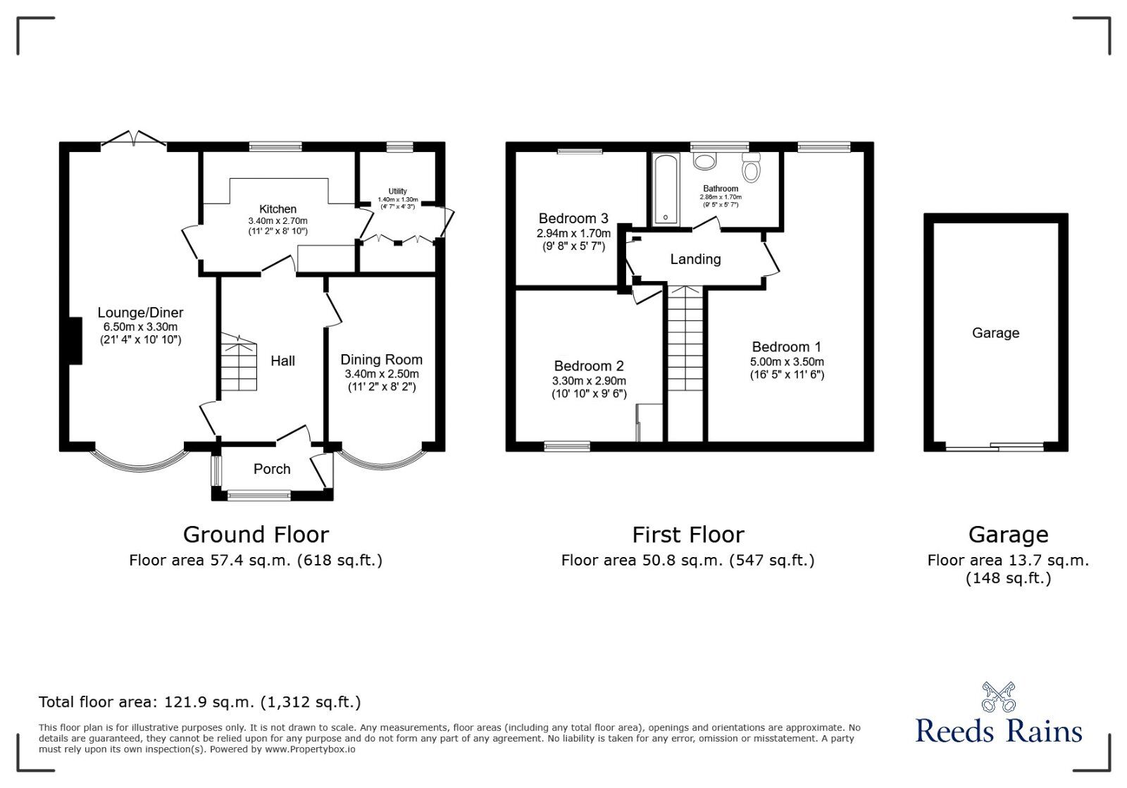 Floorplan of 3 bedroom Semi Detached Bungalow for sale, Cromford Drive, Wigan, Greater Manchester, WN5