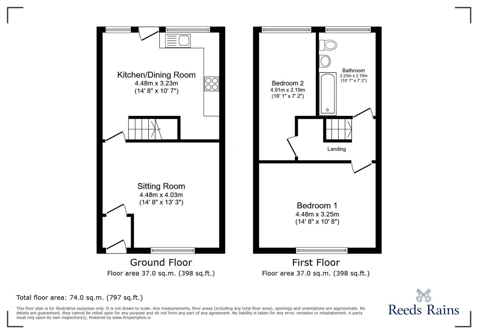 Floorplan of 2 bedroom Mid Terrace House for sale, Gordon Street, Leigh, Greater Manchester, WN7