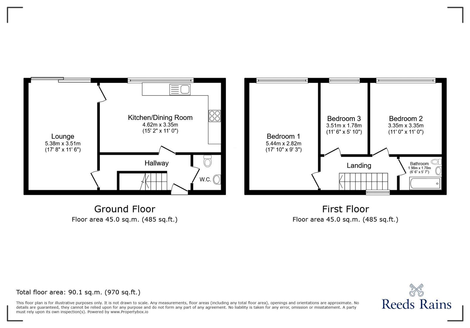Floorplan of 3 bedroom Mid Terrace House for sale, Fairhaven, Skelmersdale, Lancashire, WN8