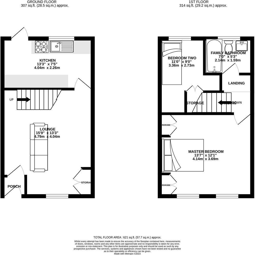Floorplan of 2 bedroom End Terrace House to rent, Cross Street, Orrell, Greater Manchester, WN5