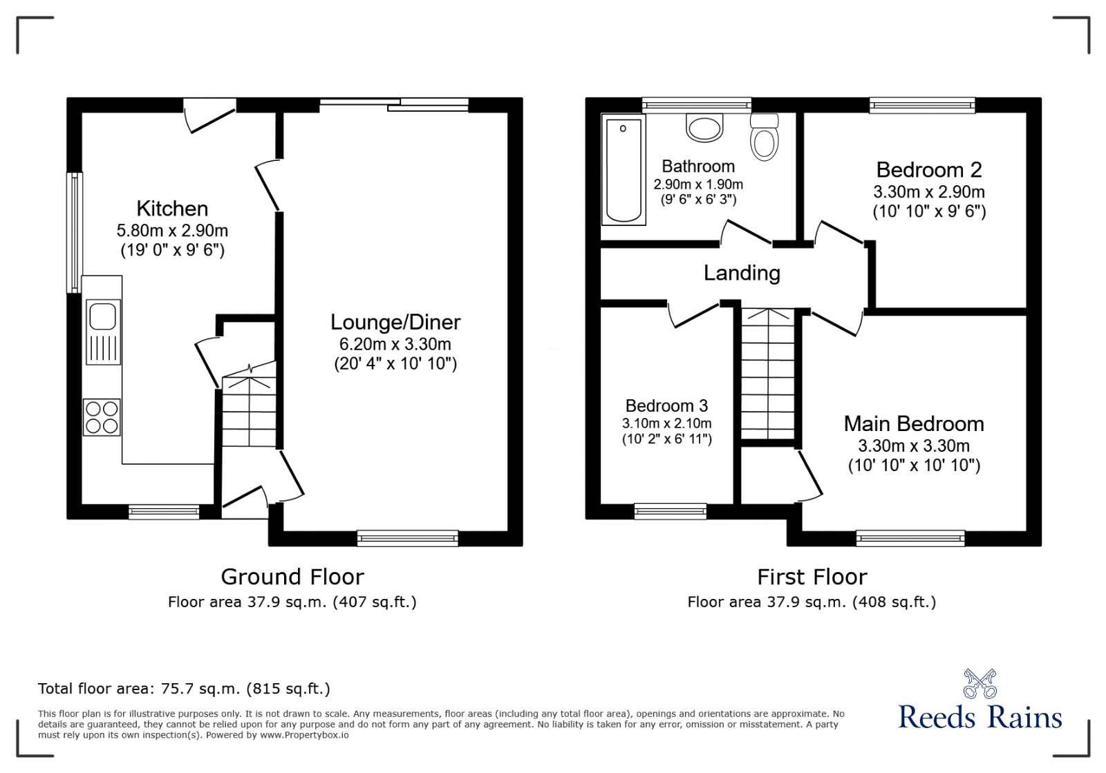 Floorplan of 3 bedroom Semi Detached House for sale, Redwood Avenue, Wigan, Greater Manchester, WN6