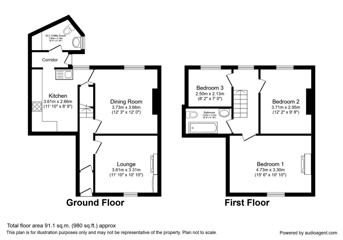 Floorplan of 3 bedroom Mid Terrace House for sale, Victoria Street, Wigan, Greater Manchester, WN5