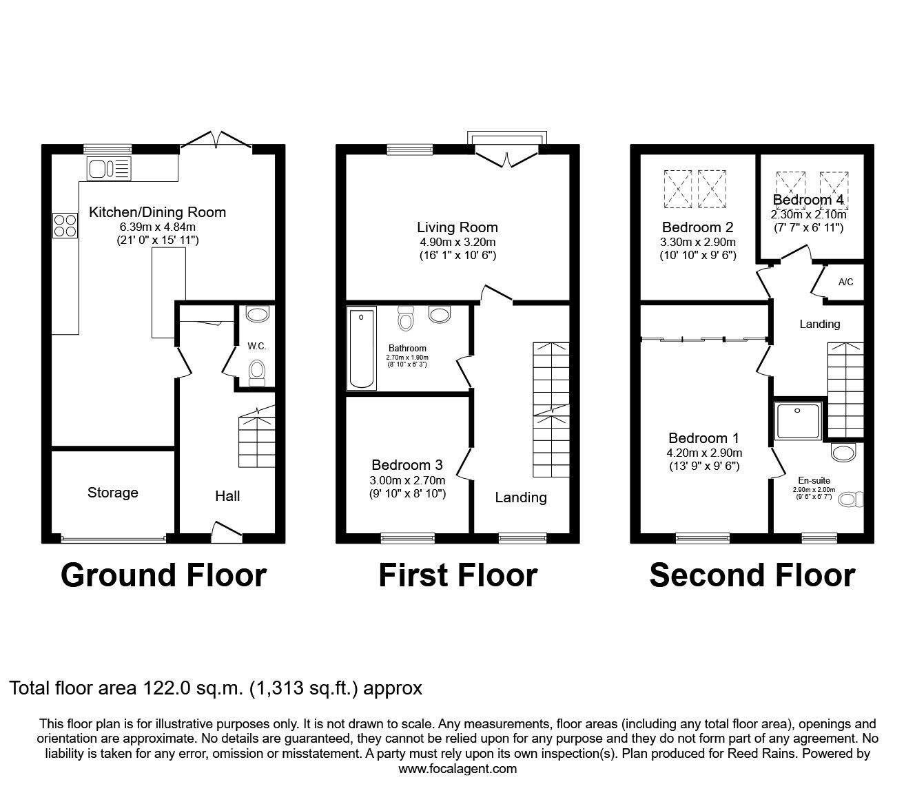 Floorplan of 4 bedroom Mid Terrace House for sale, Brentwood Grove, Leigh, Greater Manchester, WN7