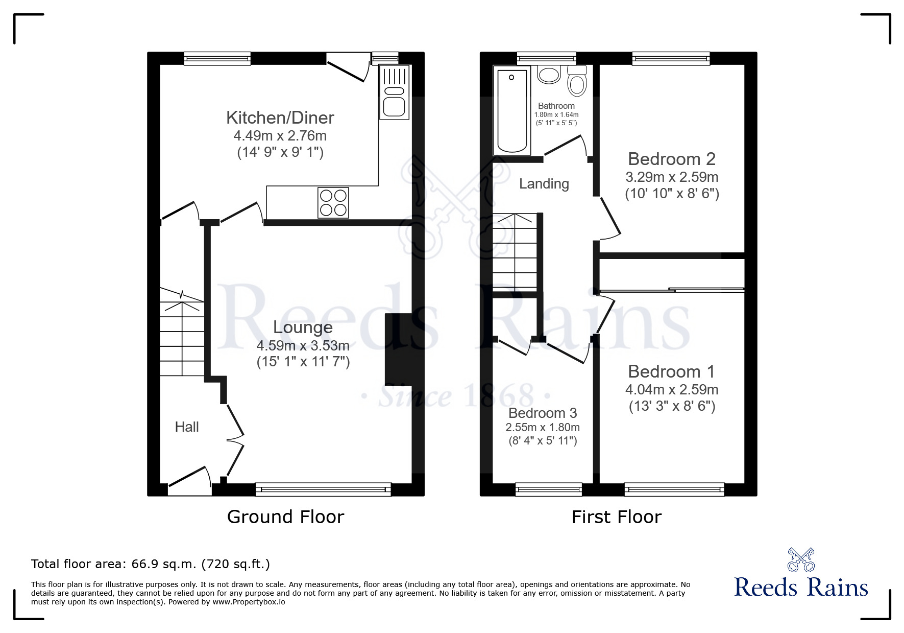 Floorplan of 3 bedroom Mid Terrace House to rent, Hollington Way, Wigan, Greater Manchester, WN3