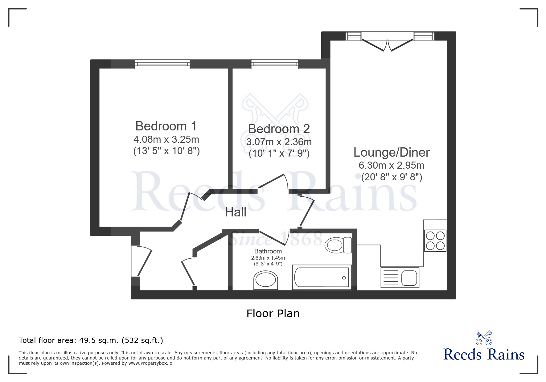 Floorplan of 2 bedroom Flat for sale, Meadowgate, Wigan, Greater Manchester, WN6