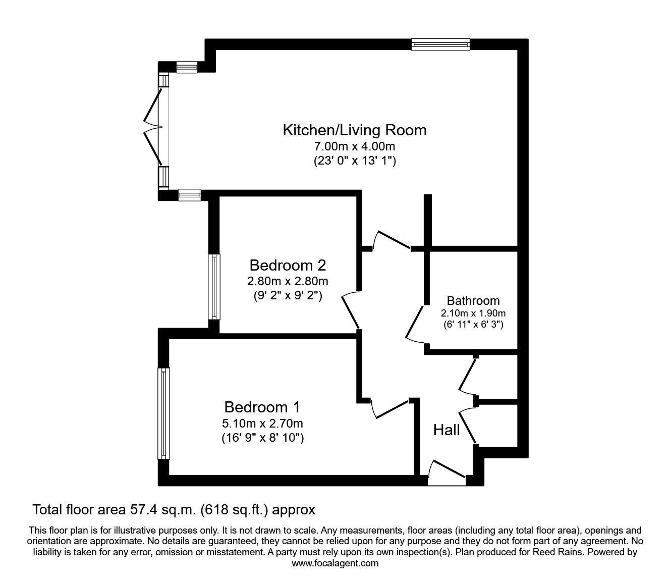 Floorplan of 2 bedroom Flat for sale, Longacre, Hindley Green, Greater Manchester, WN2