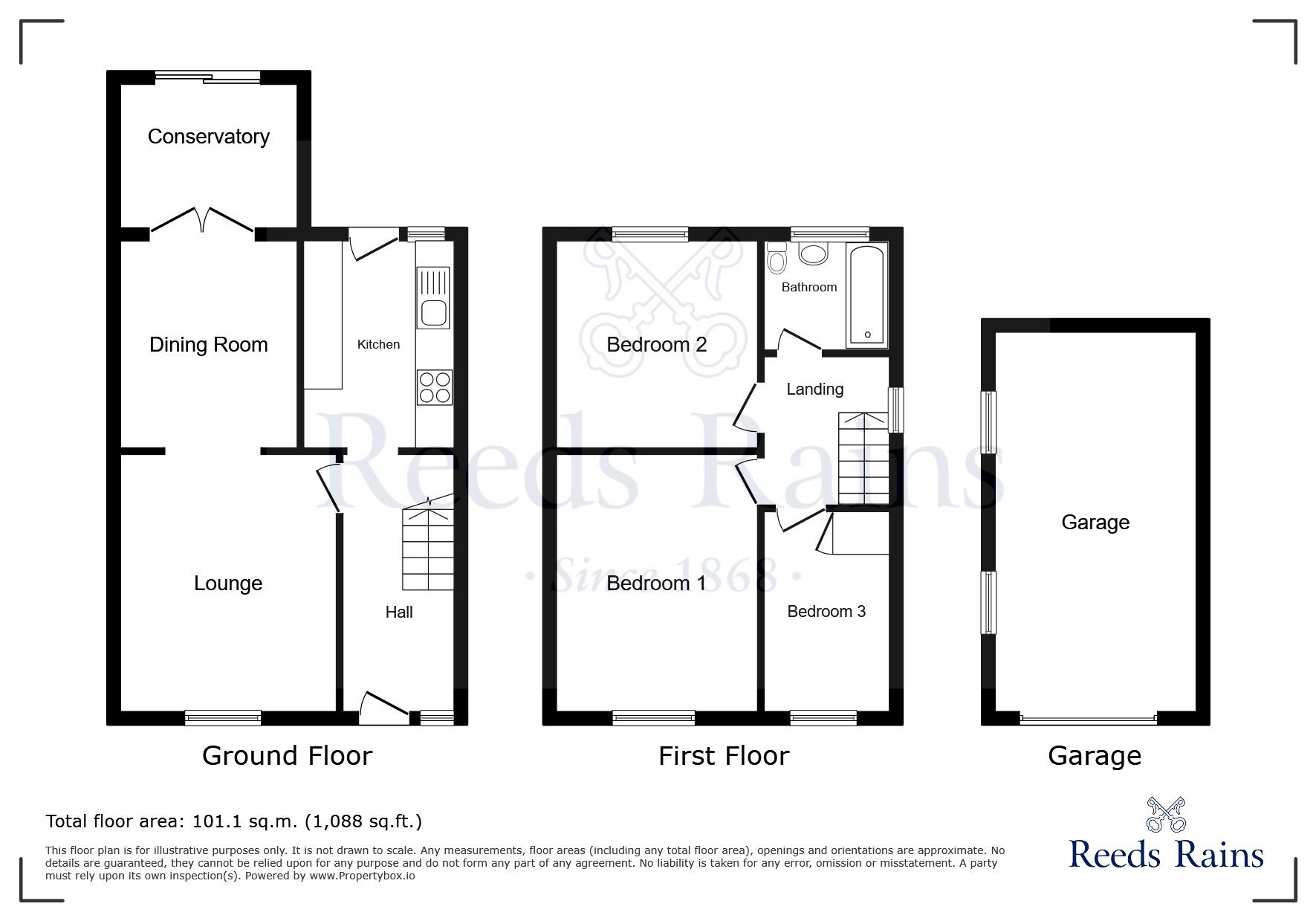 Floorplan of 3 bedroom Semi Detached House for sale, Cranfield Road, Wigan, Greater Manchester, WN3