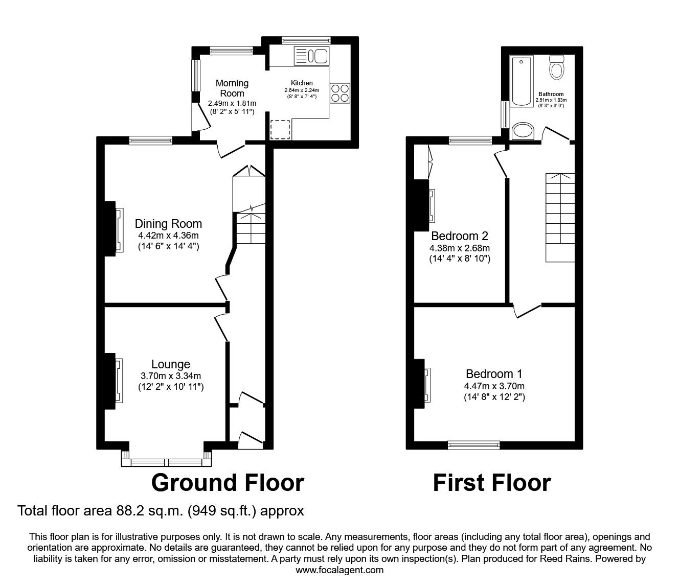 Floorplan of 2 bedroom Semi Detached House for sale, Roby Mill, Skelmersdale, Lancashire, WN8