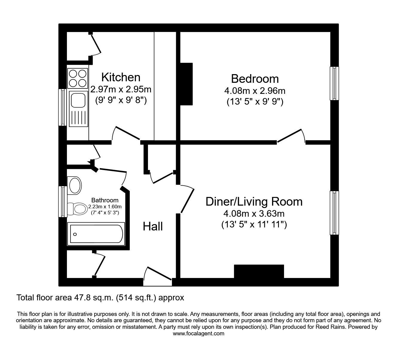 Floorplan of 1 bedroom Flat to rent, Telham Road, London, E6