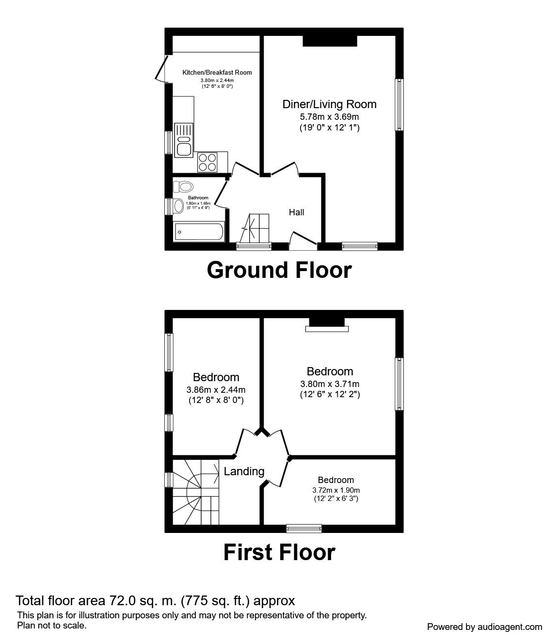 Floorplan of 3 bedroom Mid Terrace House to rent, Holborn Road, London, E13