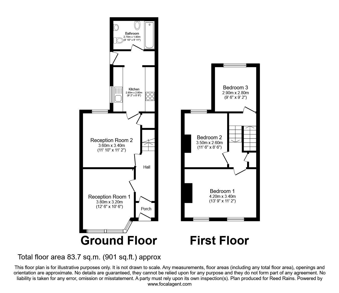 Floorplan of 3 bedroom Mid Terrace House to rent, Belgrave Road, London, E13