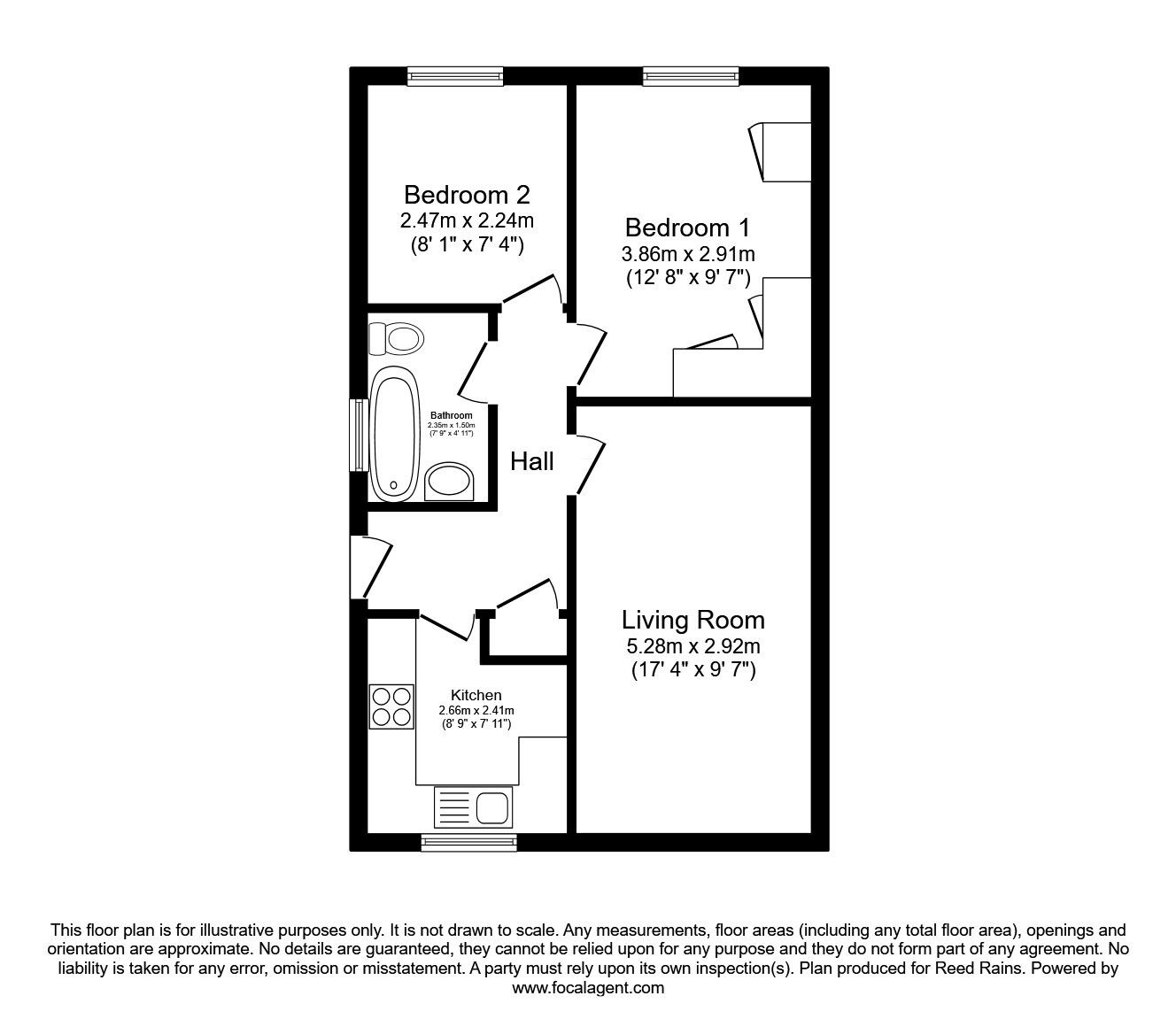 Floorplan of 2 bedroom Semi Detached Bungalow for sale, Park Lea, Bradley, Huddersfield, West Yorkshire, HD2