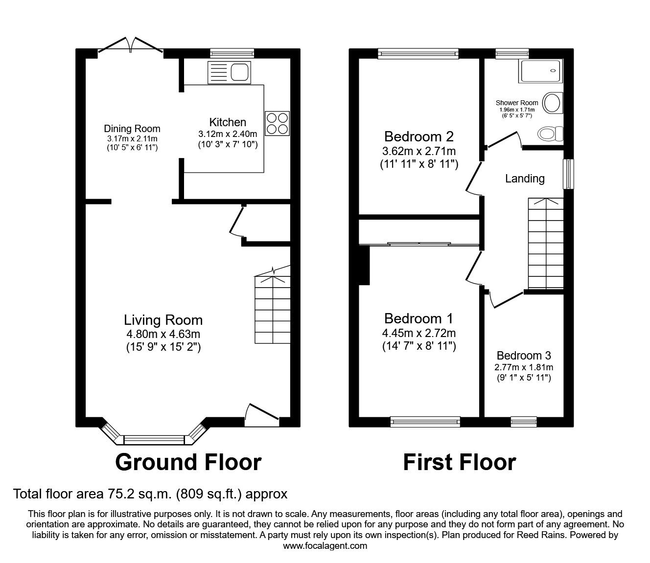 Floorplan of 3 bedroom Semi Detached House for sale, Highland Close, Pontefract, West Yorkshire, WF8