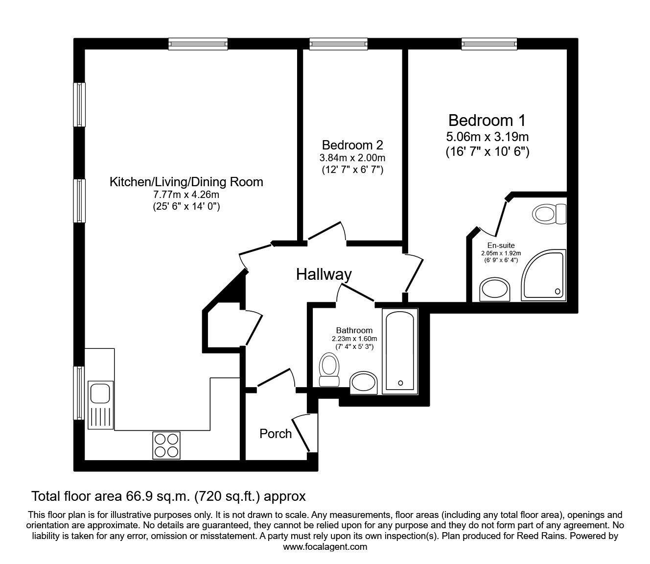 Floorplan of 2 bedroom  Flat to rent, Wentworth Mews, Ackworth, West Yorkshire, WF7