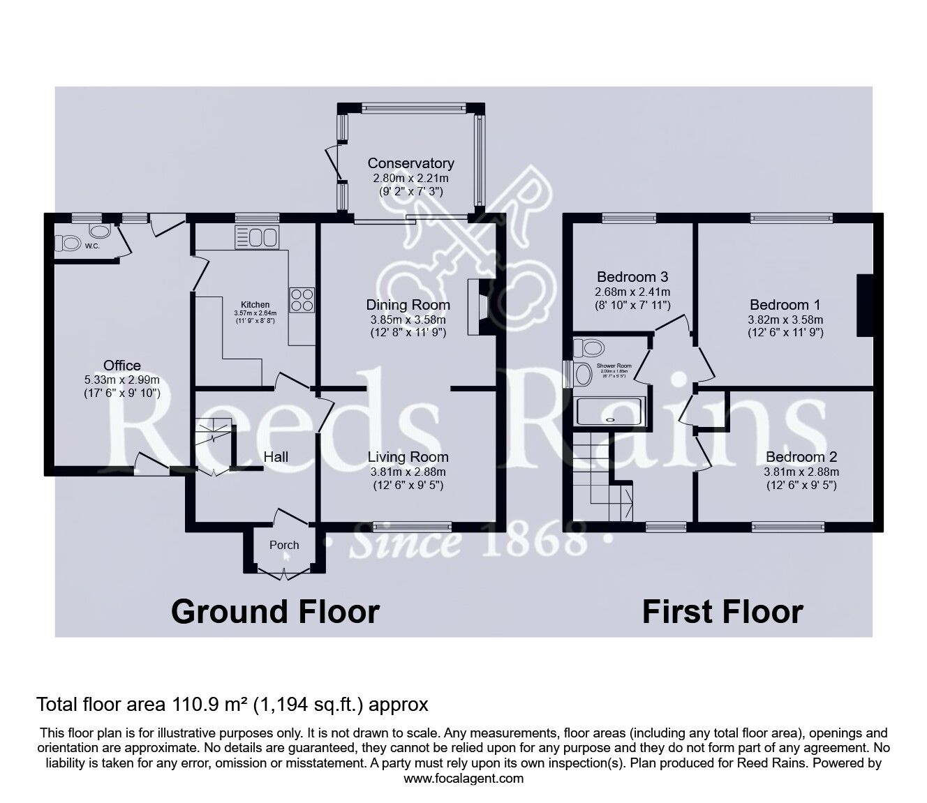 Floorplan of 3 bedroom Semi Detached House for sale, West Acres, Byram, Knottingley, WF11