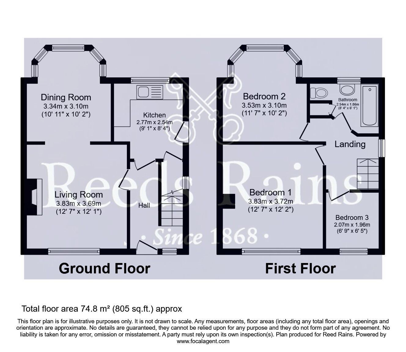 Floorplan of 3 bedroom Semi Detached House for sale, Sotheron Croft, Darrington, West Yorkshire, WF8