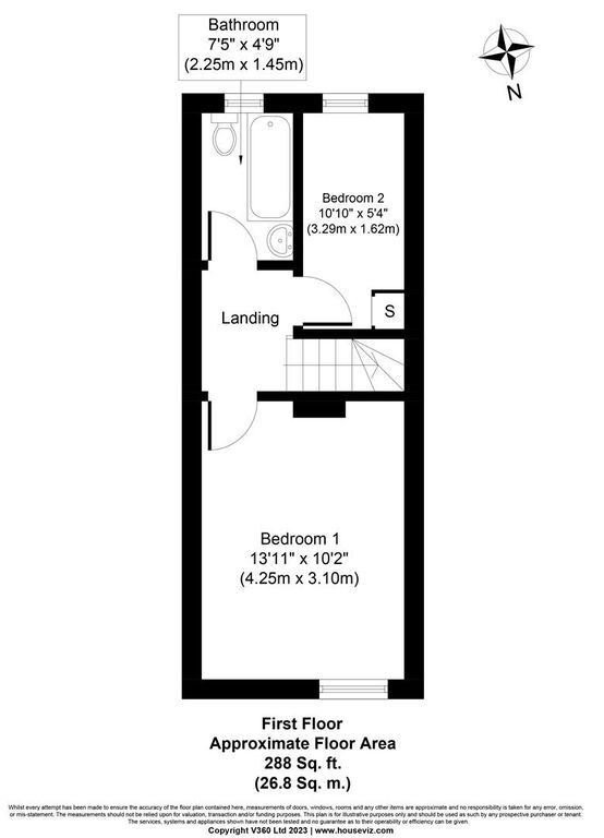 Floorplan of 2 bedroom Mid Terrace House to rent, Armstrong Terrace, Pontefract, West Yorkshire, WF8