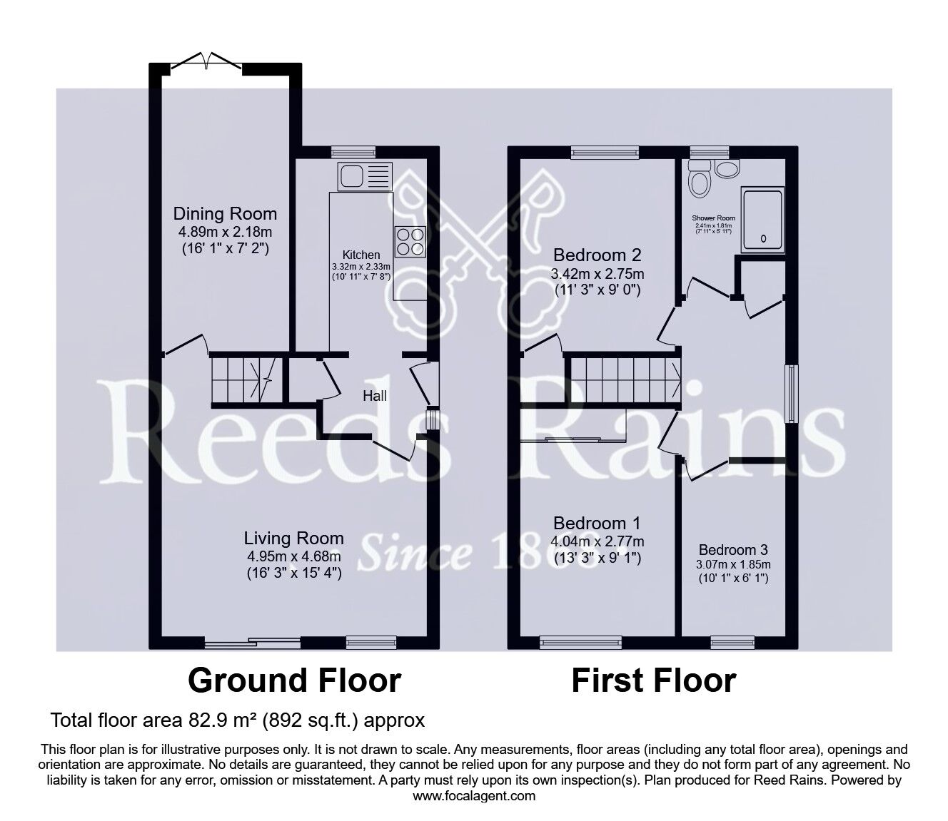 Floorplan of 3 bedroom Semi Detached House for sale, Fernley Green Close, Knottingley, West Yorkshire, WF11