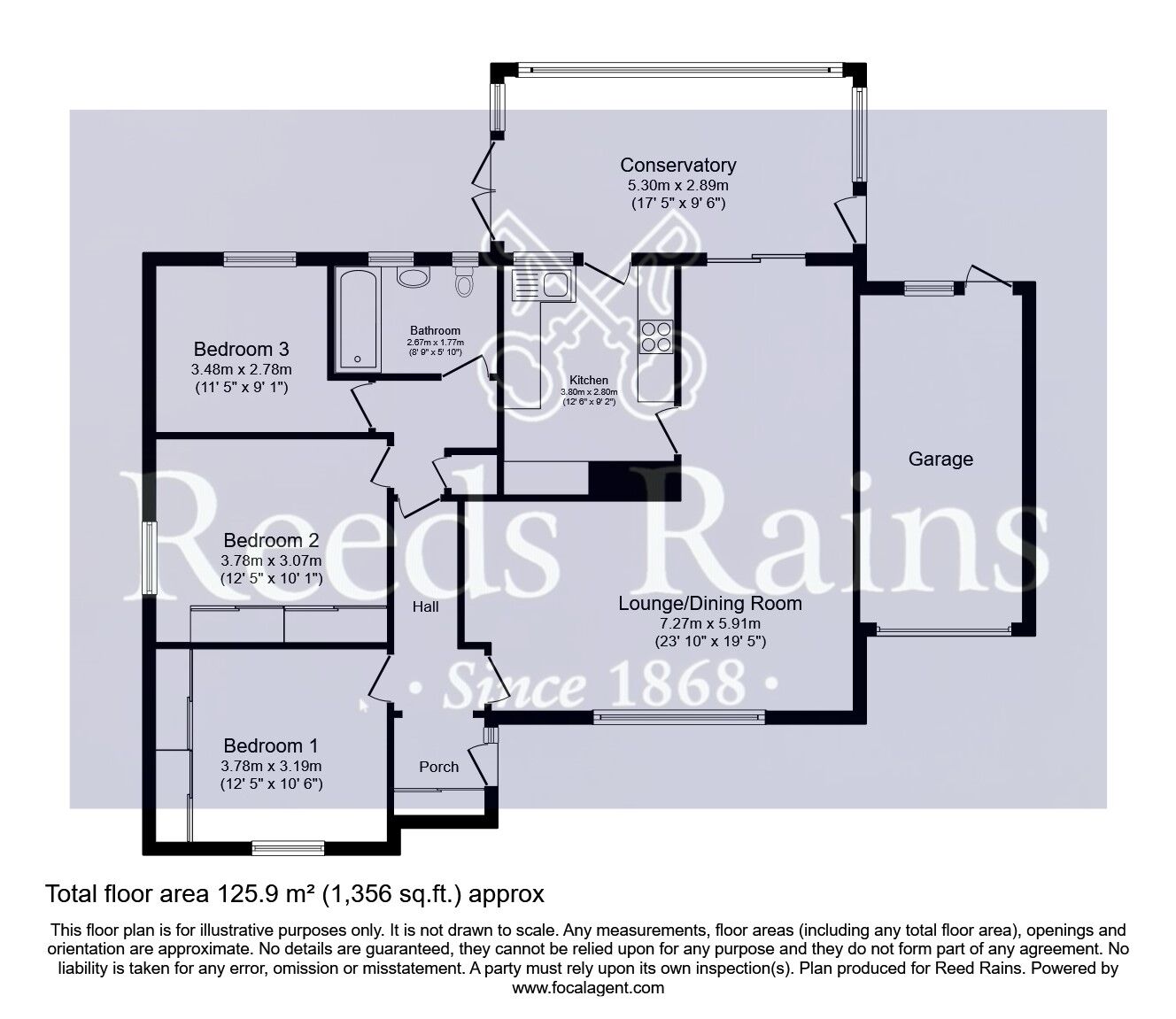 Floorplan of 3 bedroom Detached Bungalow for sale, Huntsmans Way, Badsworth, West Yorkshire, WF9