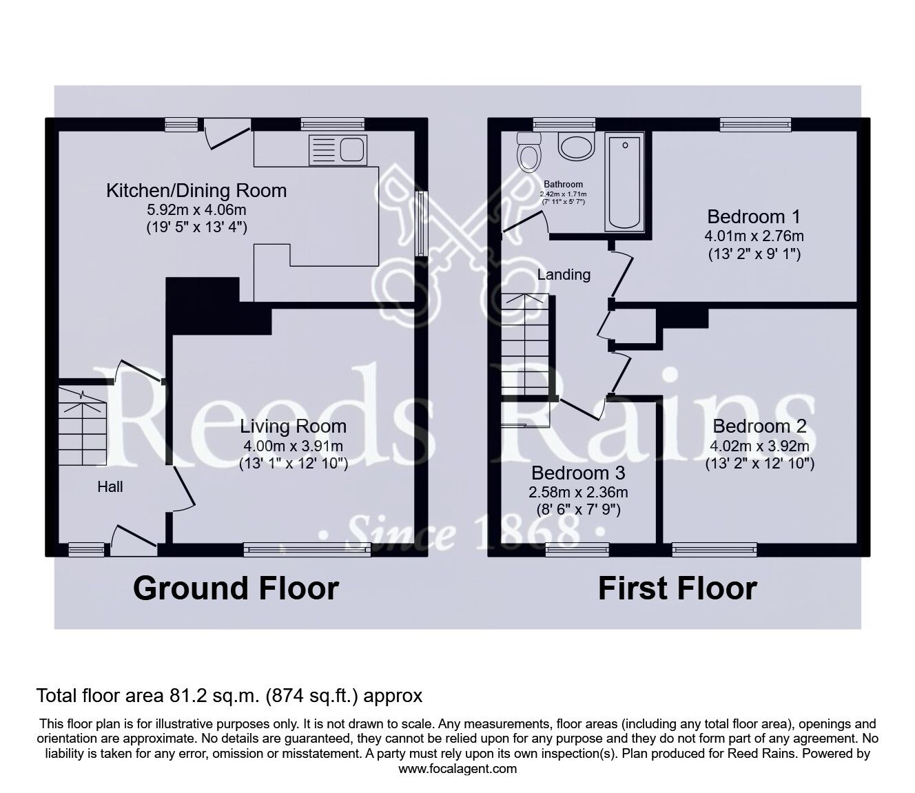 Floorplan of 3 bedroom Semi Detached House for sale, Vickers Avenue, South Elmsall, West Yorkshire, WF9