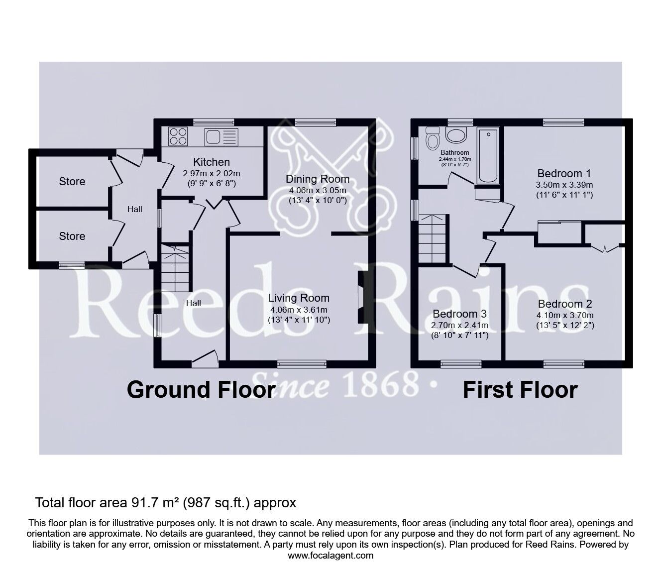 Floorplan of 3 bedroom Semi Detached House for sale, Kings Crescent, Pontefract, West Yorkshire, WF8
