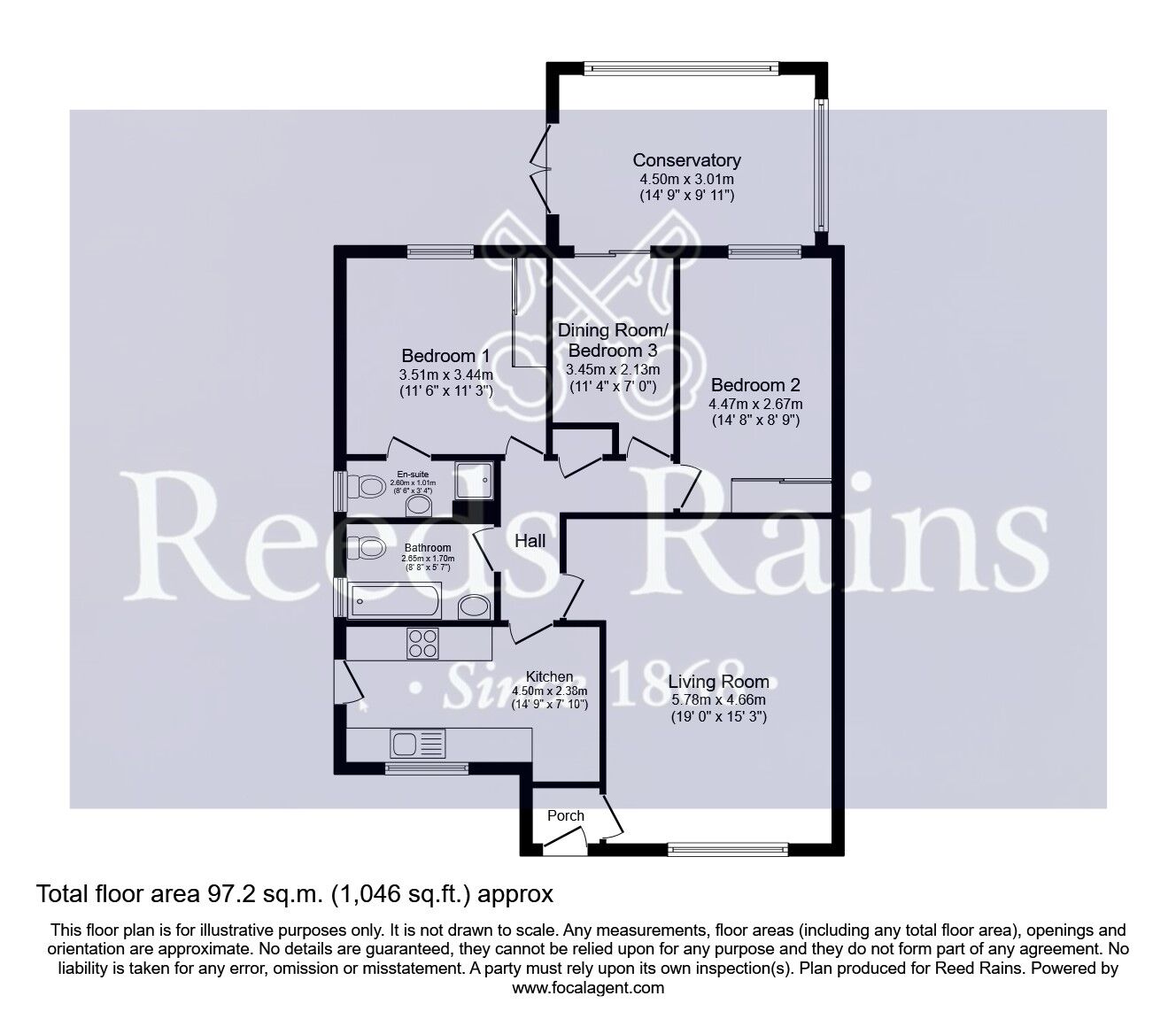 Floorplan of 3 bedroom Detached Bungalow for sale, Brockadale Avenue, Pontefract, West Yorkshire, WF8