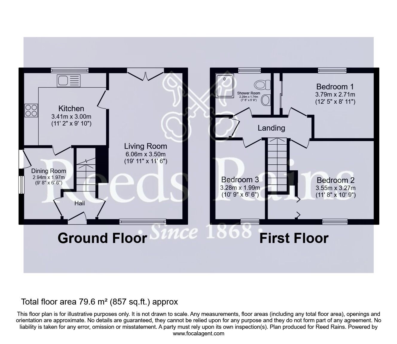 Floorplan of 3 bedroom Semi Detached House for sale, Hill Estate, Upton, West Yorkshire, WF9