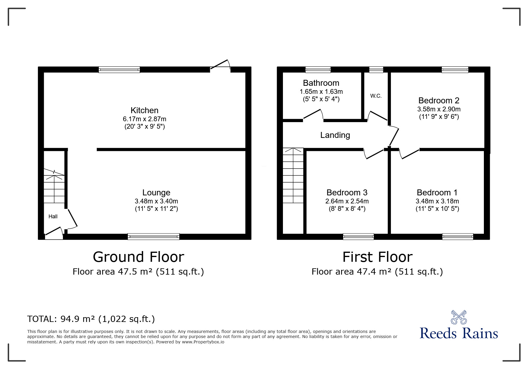 Floorplan of 3 bedroom End Terrace House for sale, Priory Road, Featherstone, West Yorkshire, WF7