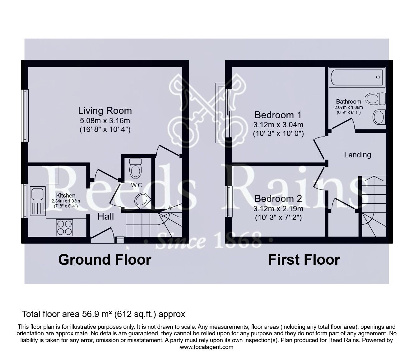 Floorplan of 2 bedroom  House for sale, Sandringham Court, Streethouse, West Yorkshire, WF7
