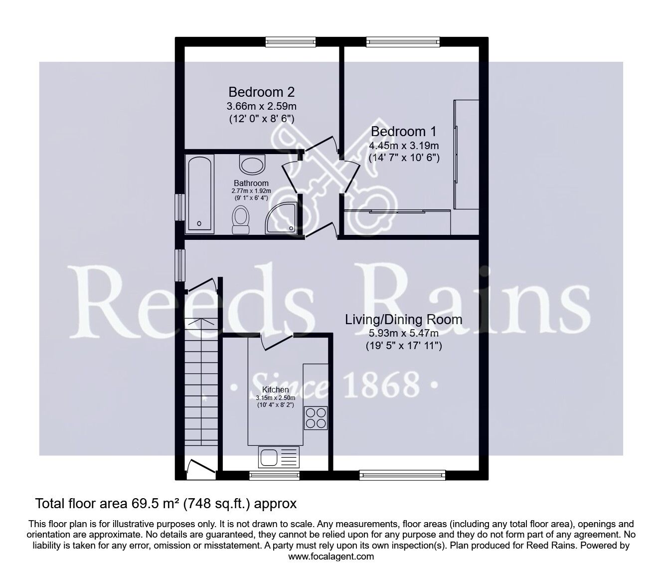 Floorplan of 2 bedroom  Flat for sale, Park Avenue, Darrington, West Yorkshire, WF8