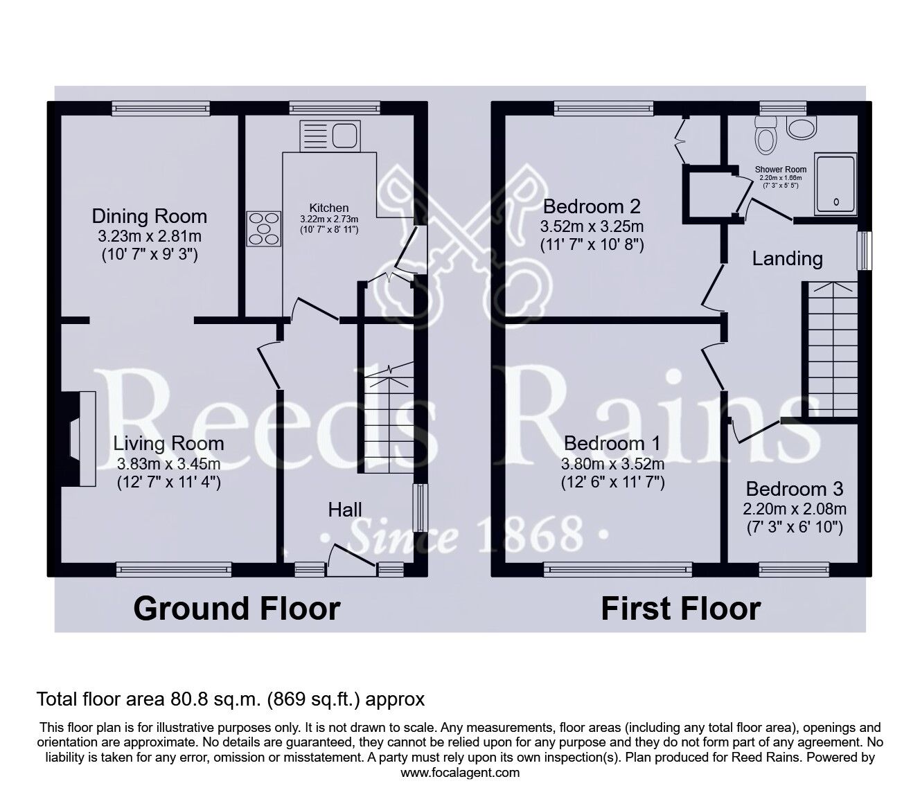 Floorplan of 3 bedroom Semi Detached House for sale, Northfield Drive, Pontefract, West Yorkshire, WF8