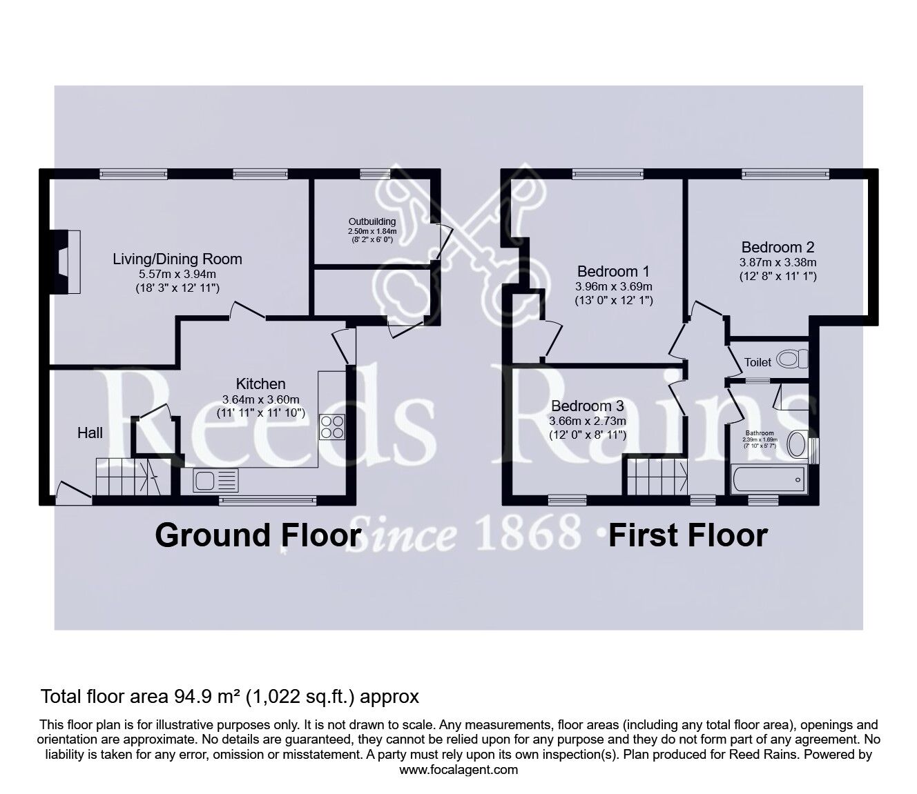 Floorplan of 3 bedroom Semi Detached House for sale, Chequerfield Road, Pontefract, West Yorkshire, WF8