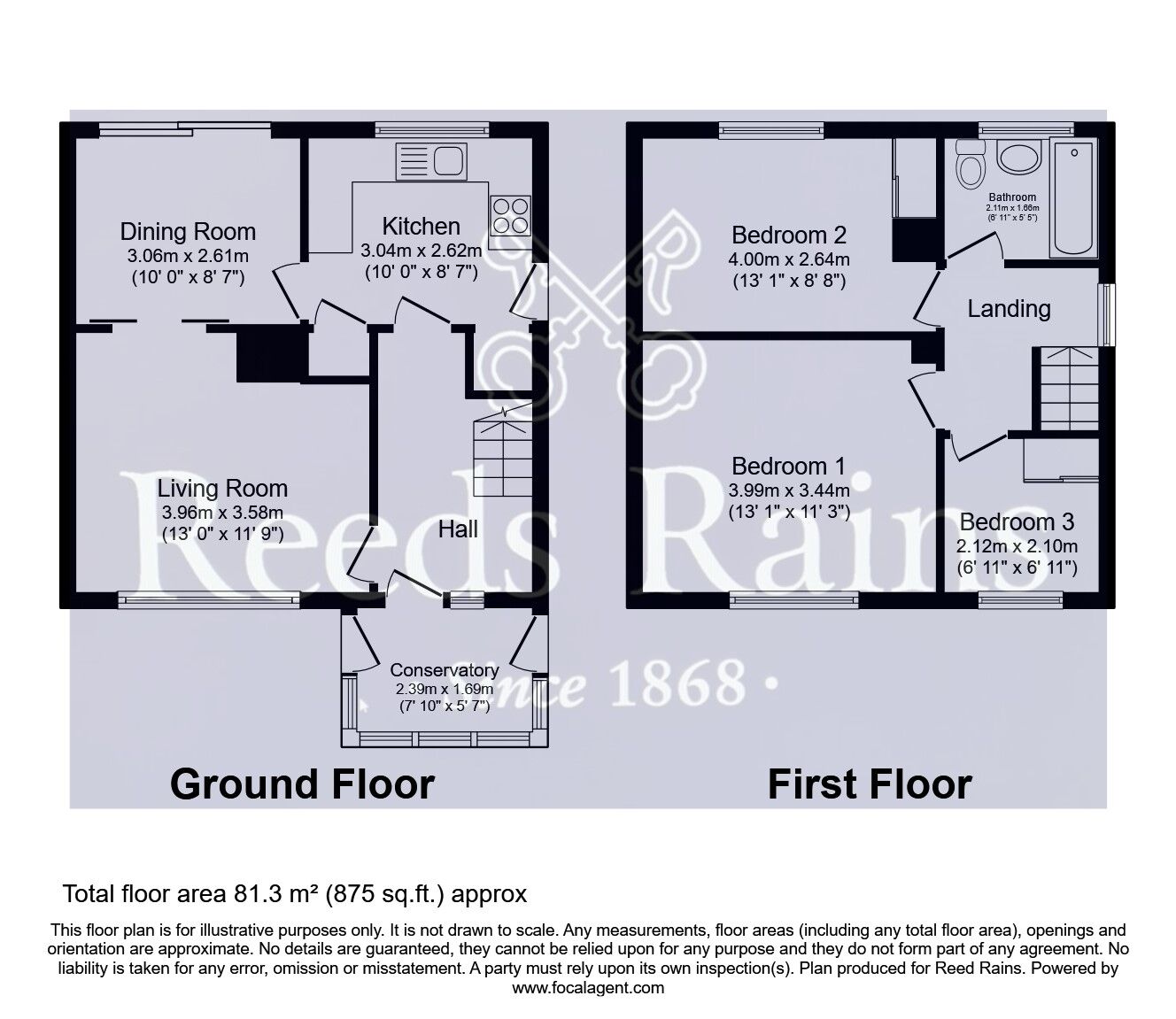 Floorplan of 3 bedroom Semi Detached House for sale, Water Lane, Pontefract, West Yorkshire, WF8