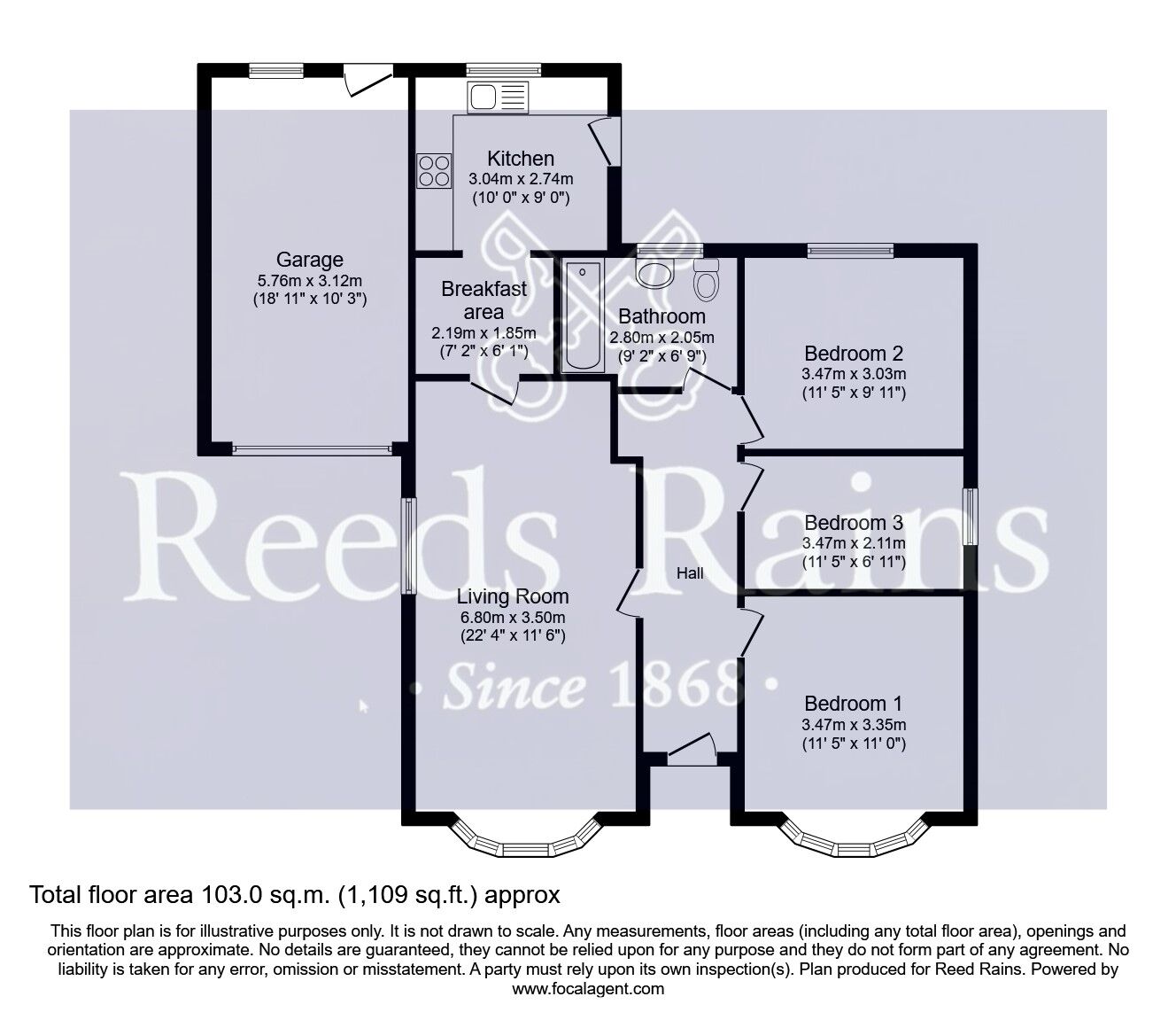 Floorplan of 3 bedroom Detached Bungalow for sale, Mill Lane, South Kirkby, West Yorkshire, WF9