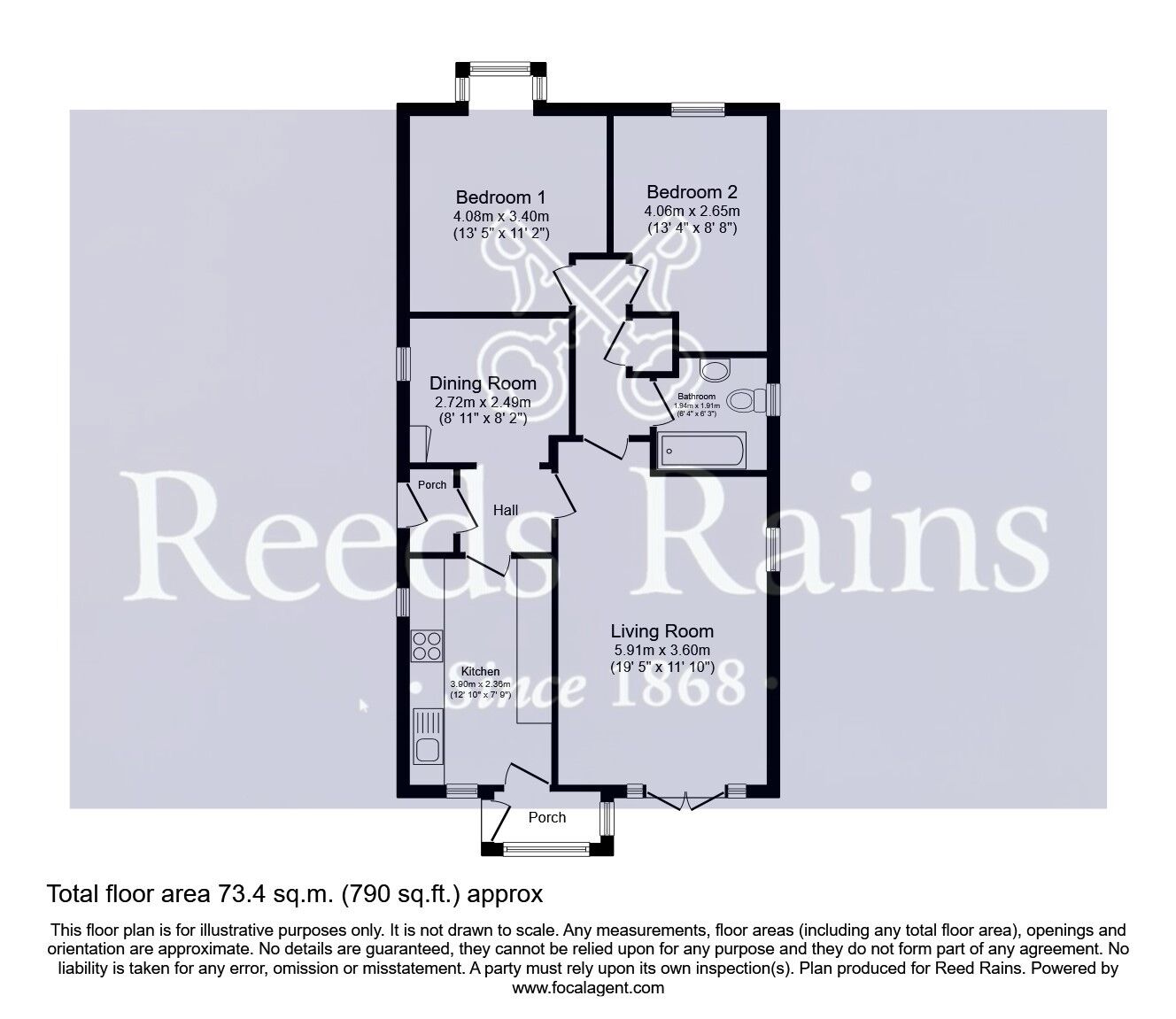 Floorplan of 2 bedroom Detached Bungalow for sale, Stumpcross Way, Pontefract, West Yorkshire, WF8