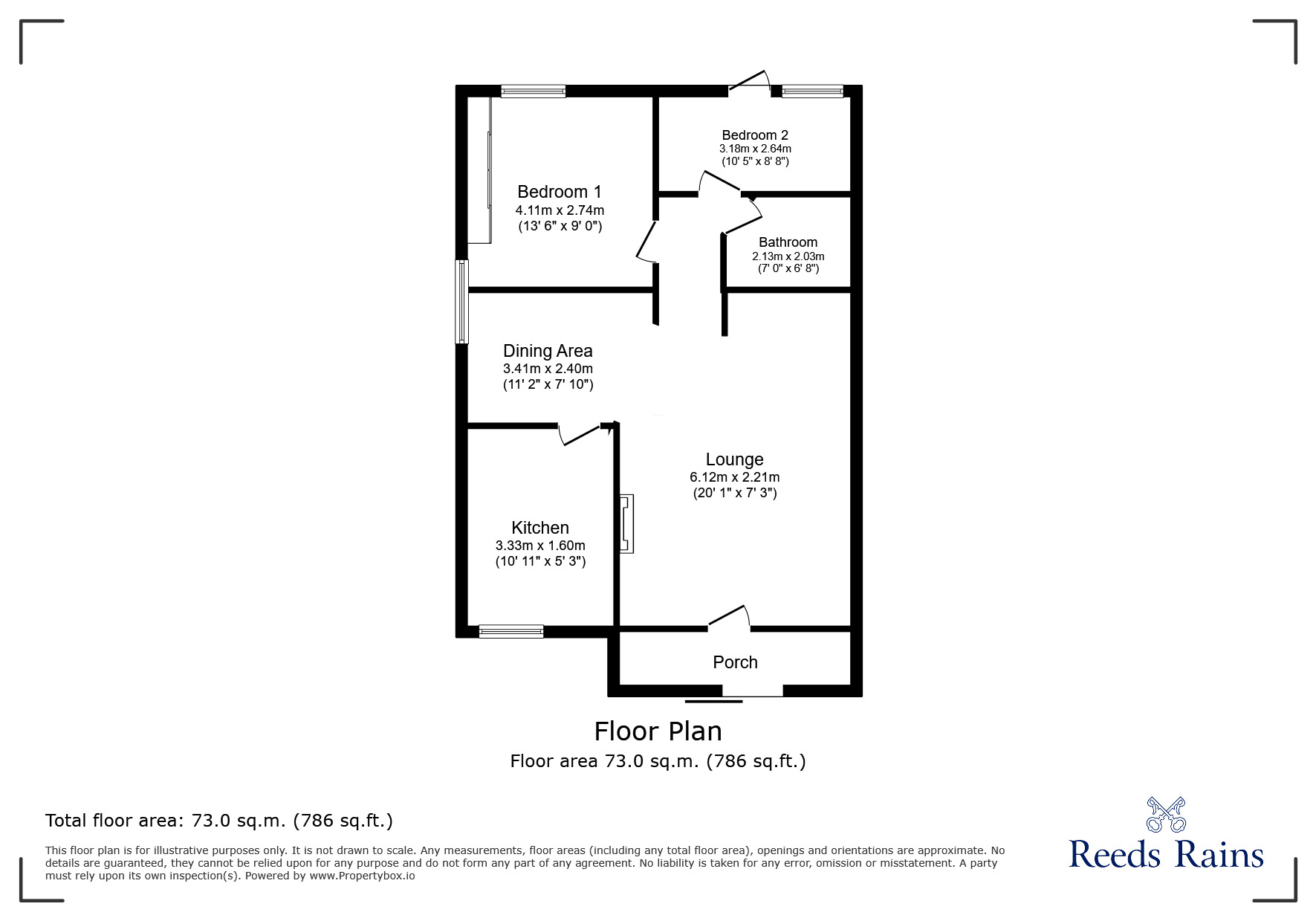 Floorplan of 2 bedroom  Flat for sale, The Uplands, Pontefract, West Yorkshire, WF8