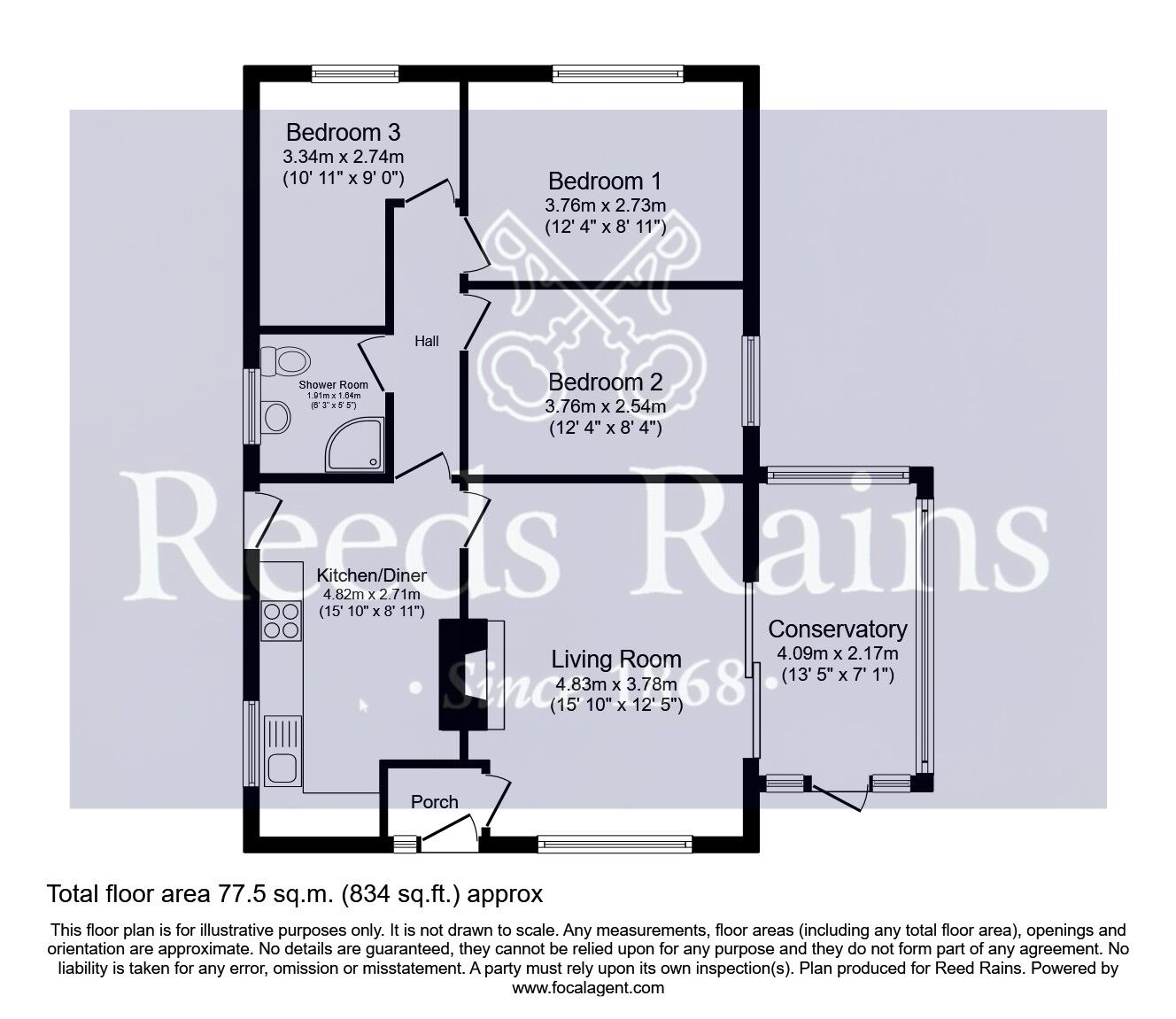 Floorplan of 3 bedroom Detached Bungalow for sale, Valley Avenue, South Elmsall, West Yorkshire, WF9