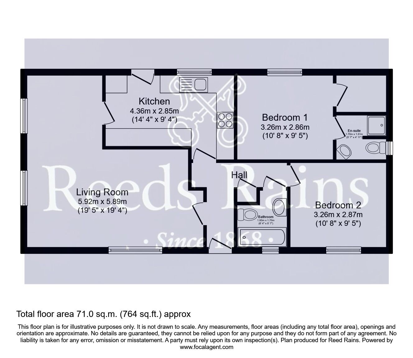 Floorplan of 2 bedroom Detached Property for sale, Ashtree Way, Knottingley, West Yorkshire, WF11
