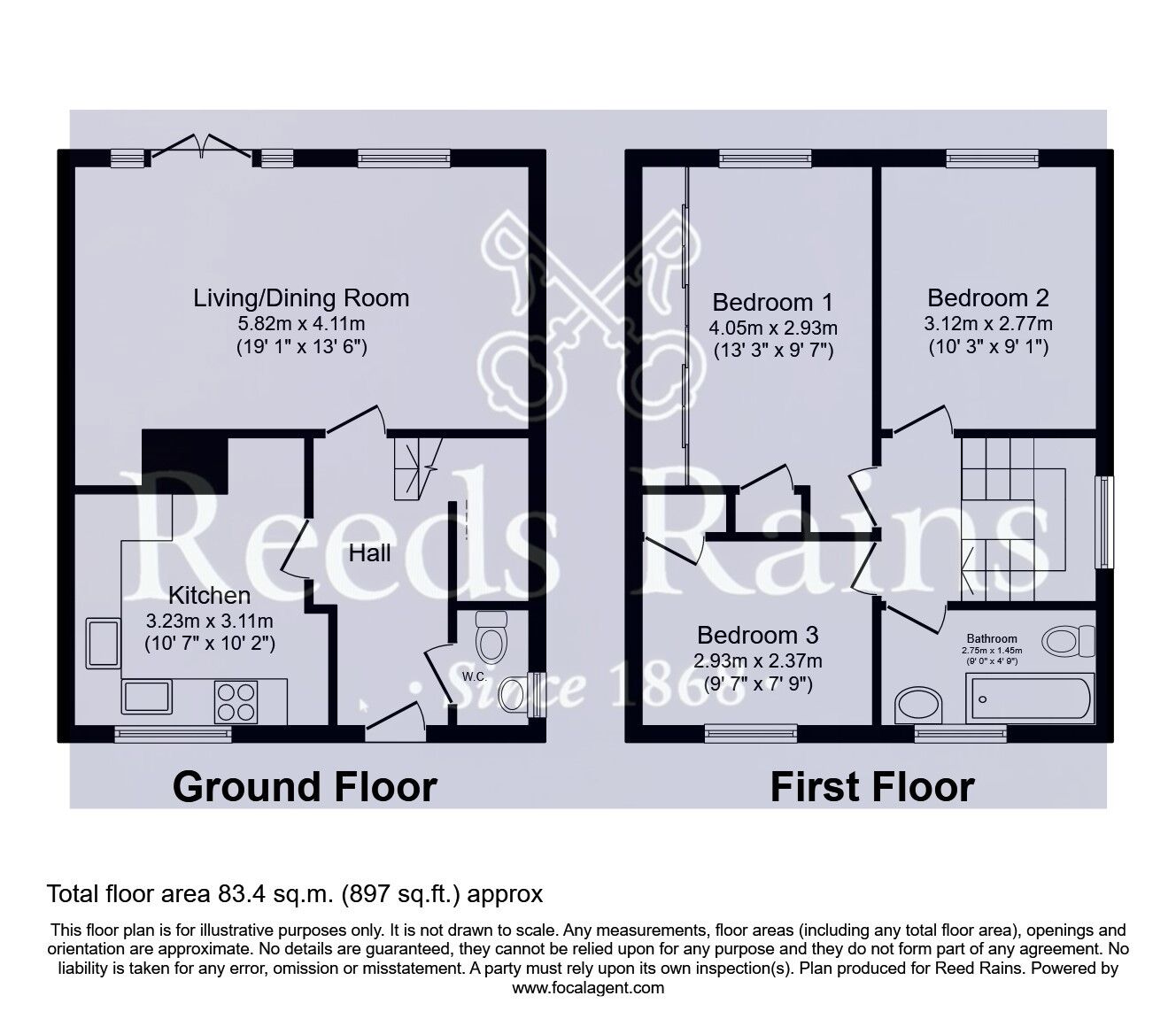 Floorplan of 3 bedroom Semi Detached House for sale, Hallgarth Road, Thorpe Audlin, West Yorkshire, WF8